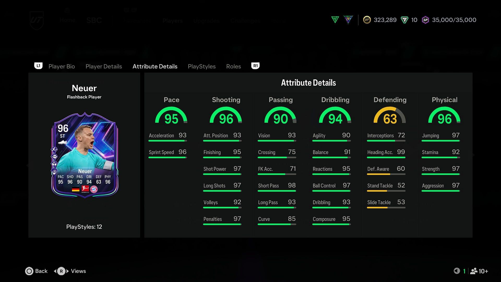 The stats (Image via EA Sports)
